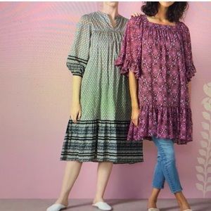 Anna Sui X Uniqlo Boho Ruffle Peasant Nap Dress Sz S